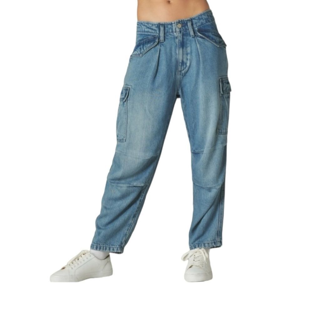 Lucky Brand Liquid Denim Luxe Cargo Palazzo Wide Leg High Rise Jeans Size 12